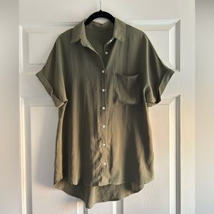 Relaxed fit button down short sleeve top